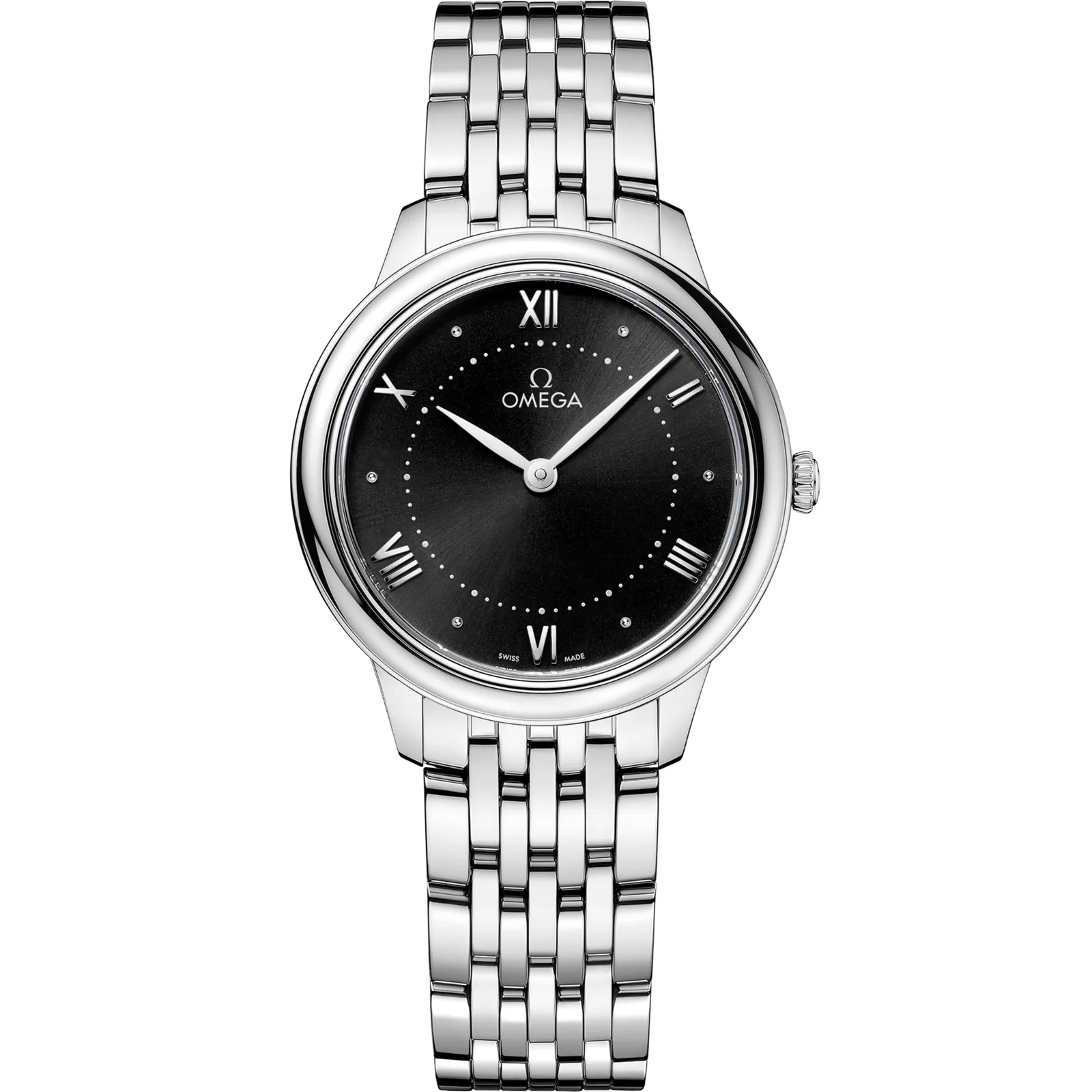Omega De Ville Quartz 30 434.10.30.60, reference 434.10.30.60.01.001, black dial, stainless steel case