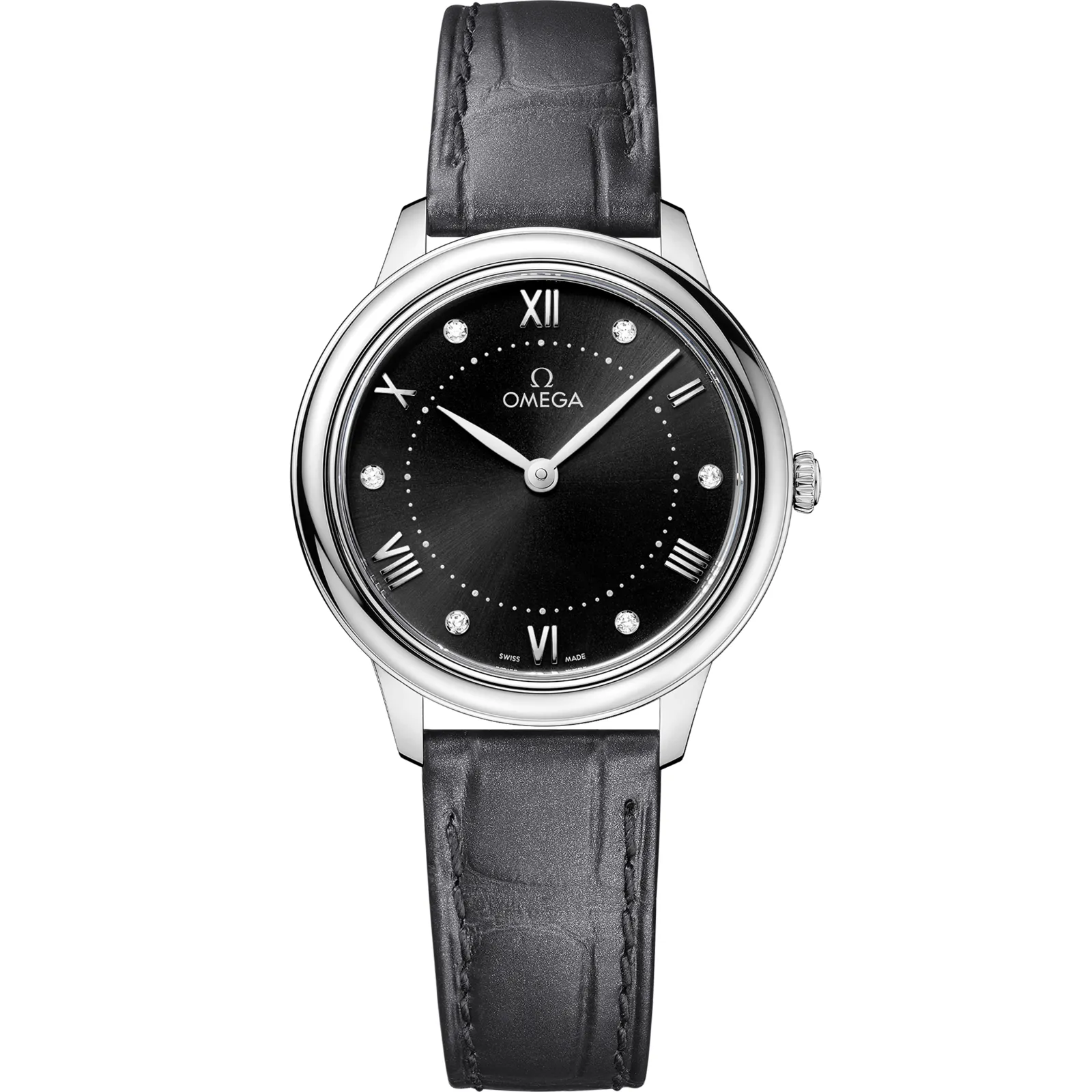 Omega De Ville Quartz 30 434.13.30.60, reference 434.13.30.60.51.001, black dial, stainless steel case