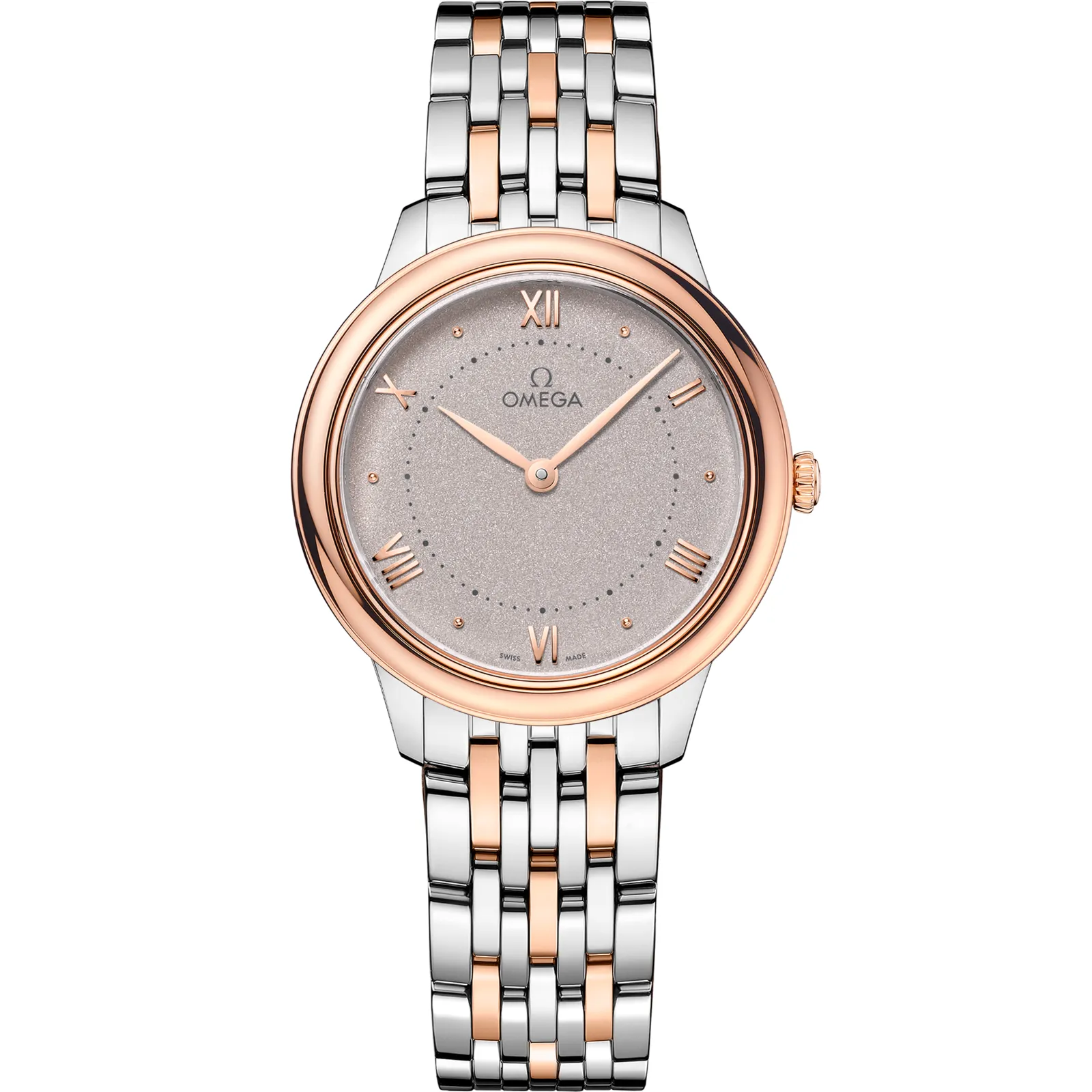 Omega De Ville Quartz 30 Stainless 434.20.30.60, reference 434.20.30.60.02.001, silver dial, stainless steel and rose gold case