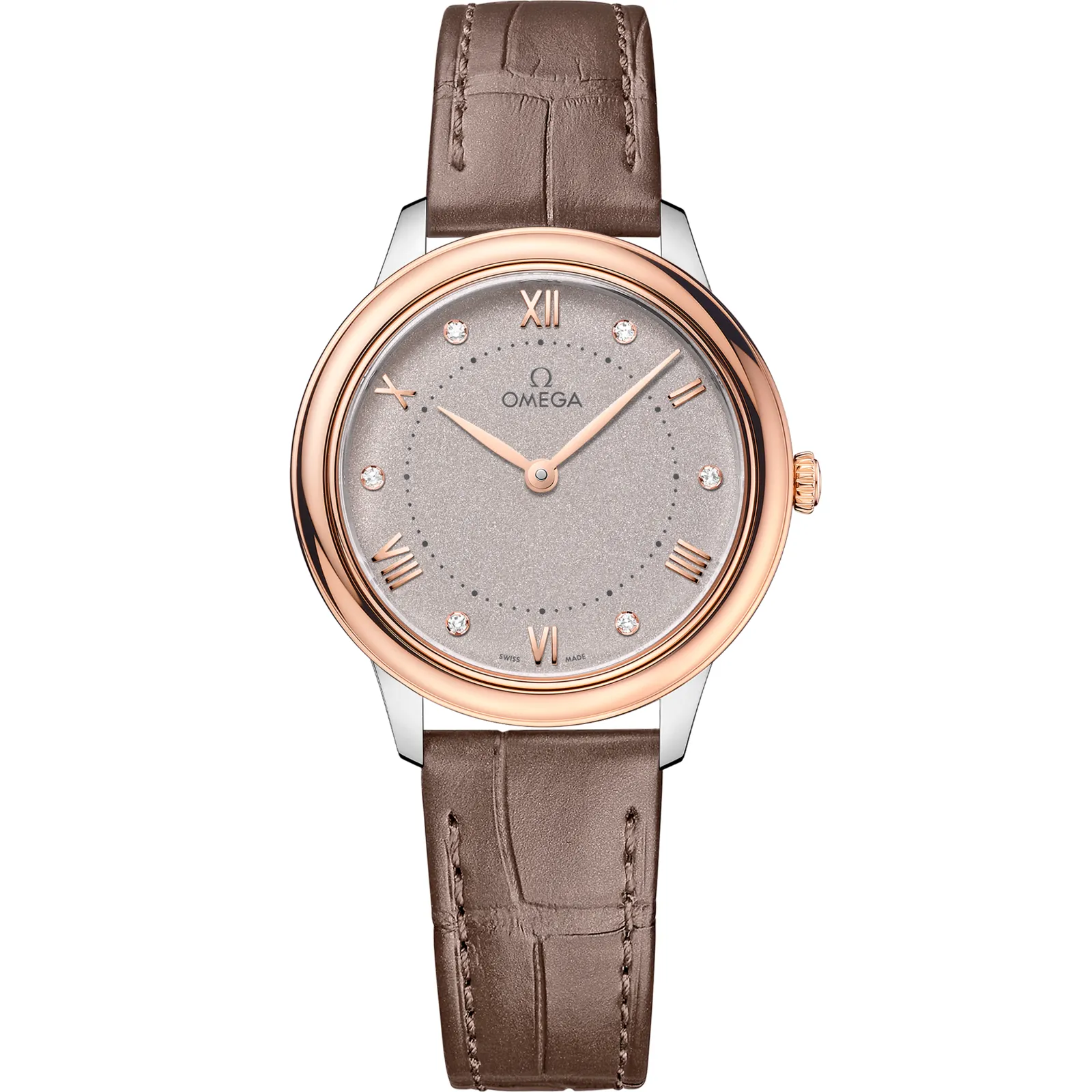 Omega De Ville Quartz 30 Stainless 434.23.30.60, reference 434.23.30.60.52.001, silver dial, stainless steel and rose gold case