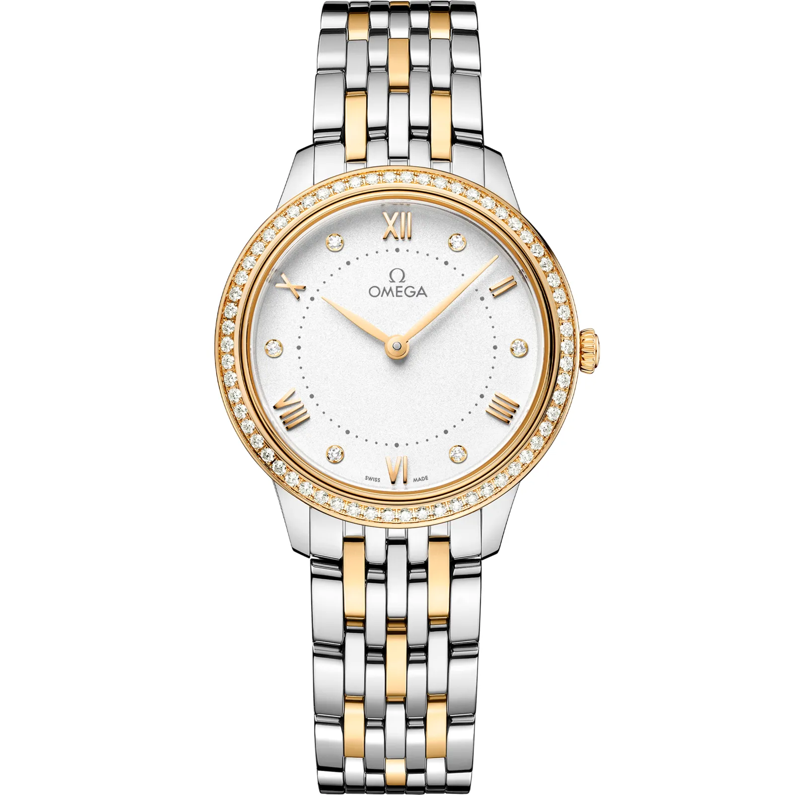 Omega De Ville Quartz 30 Stainless Steel - Sedna, reference 434.25.30.60.52.002, silver dial, stainless steel and yellow gold case