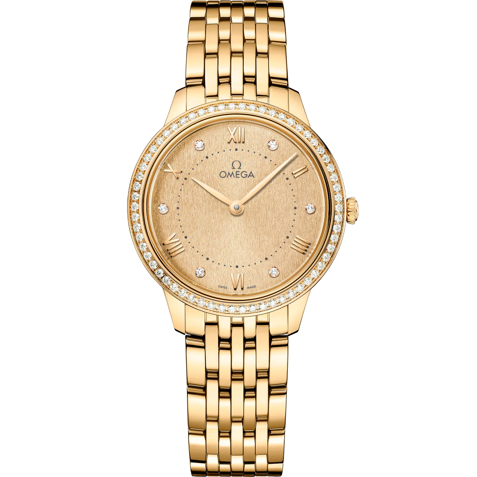 Omega De Ville Quartz 30 Yellow, reference 434.55.30.60.58.001, yellow dial, yellow gold case