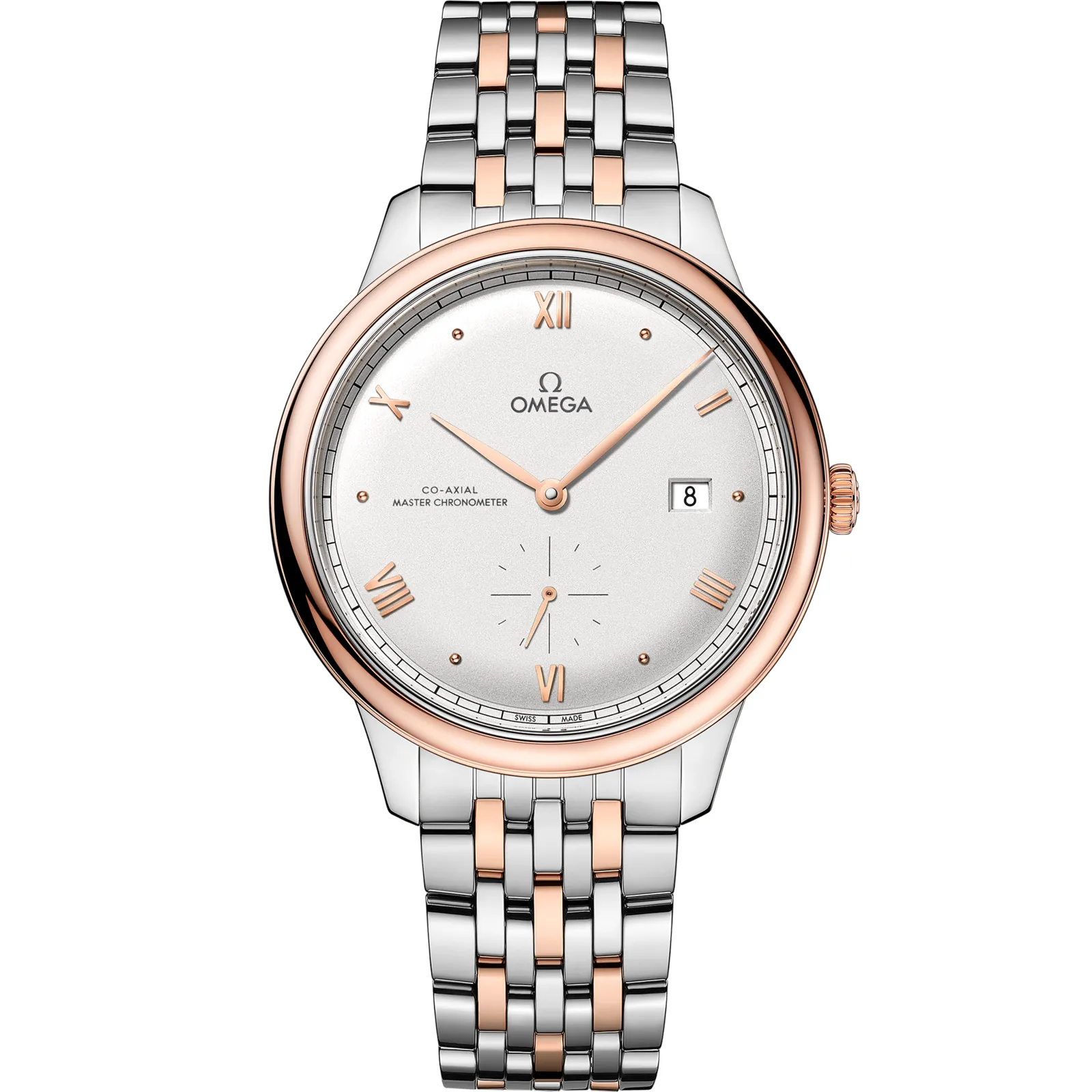Omega De Ville Small Seconds Master Chronometer Stainless 434.20.41.20, reference 434.20.41.20.02.001, silver dial, stainless steel and rose gold case