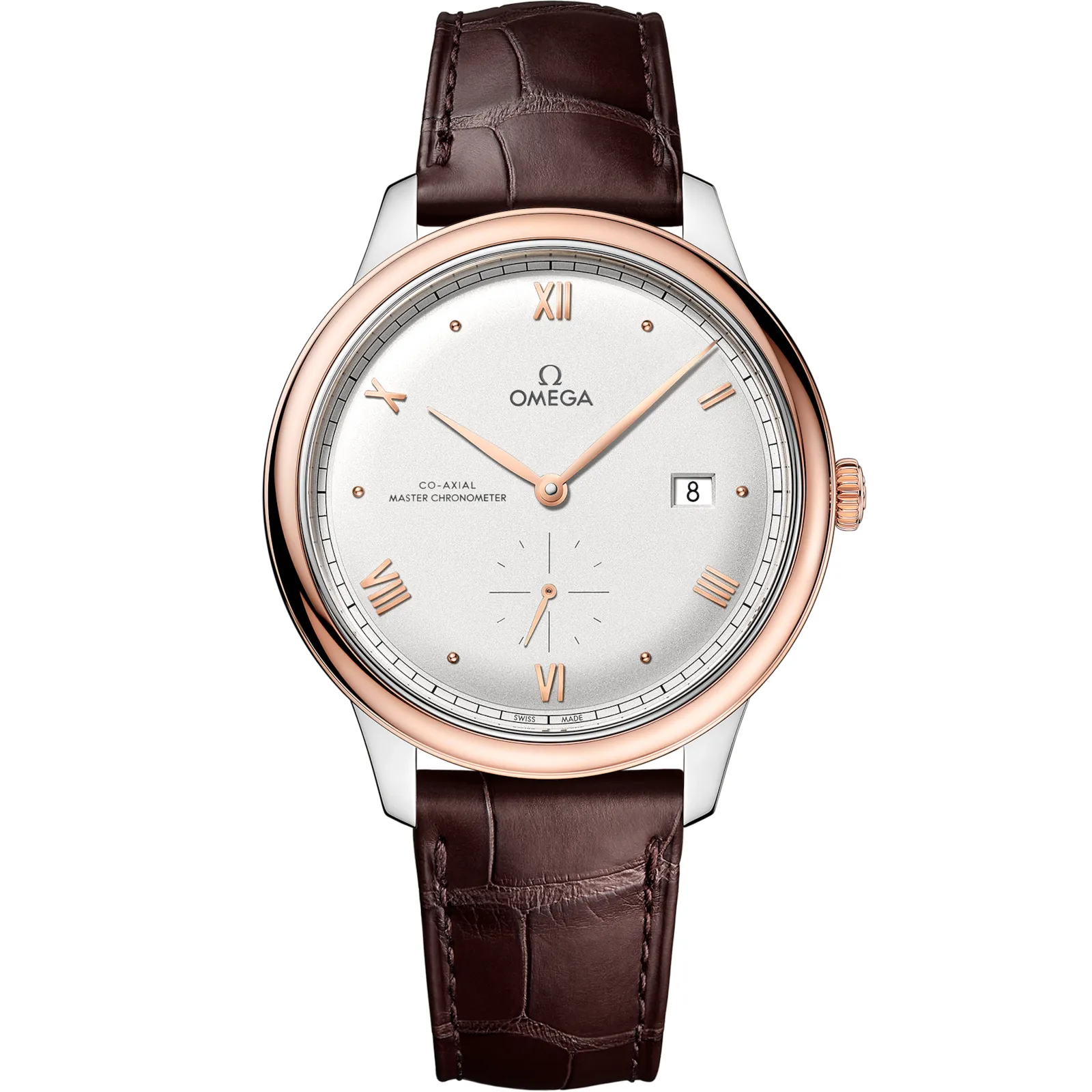 Omega De Ville Small Seconds Master Chronometer Stainless 434.23.41.20, reference 434.23.41.20.02.001, silver dial, stainless steel and rose gold case