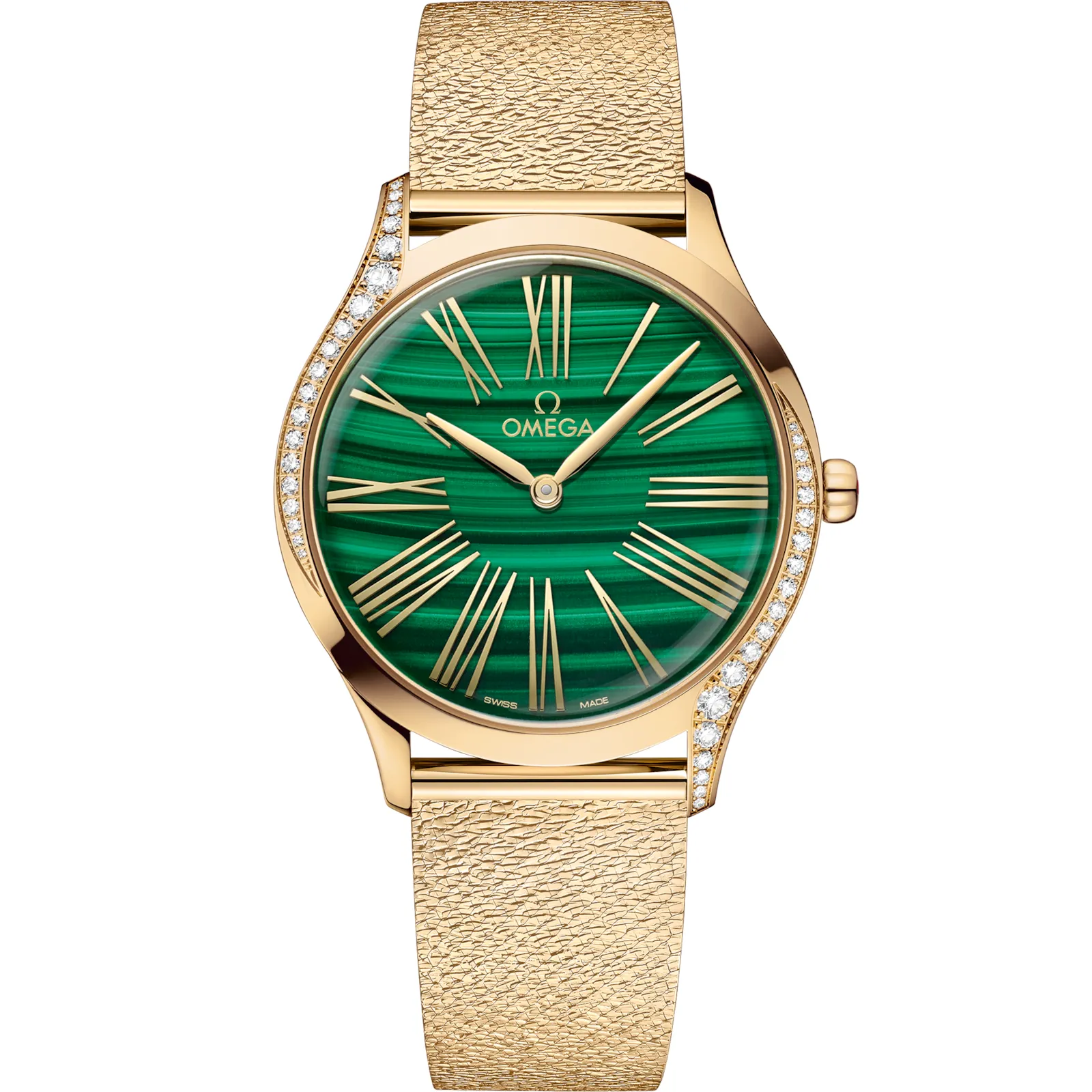 Omega De Ville Trésor 36 428.55.36.60, reference 428.55.36.60.99.003, green dial, yellow gold case