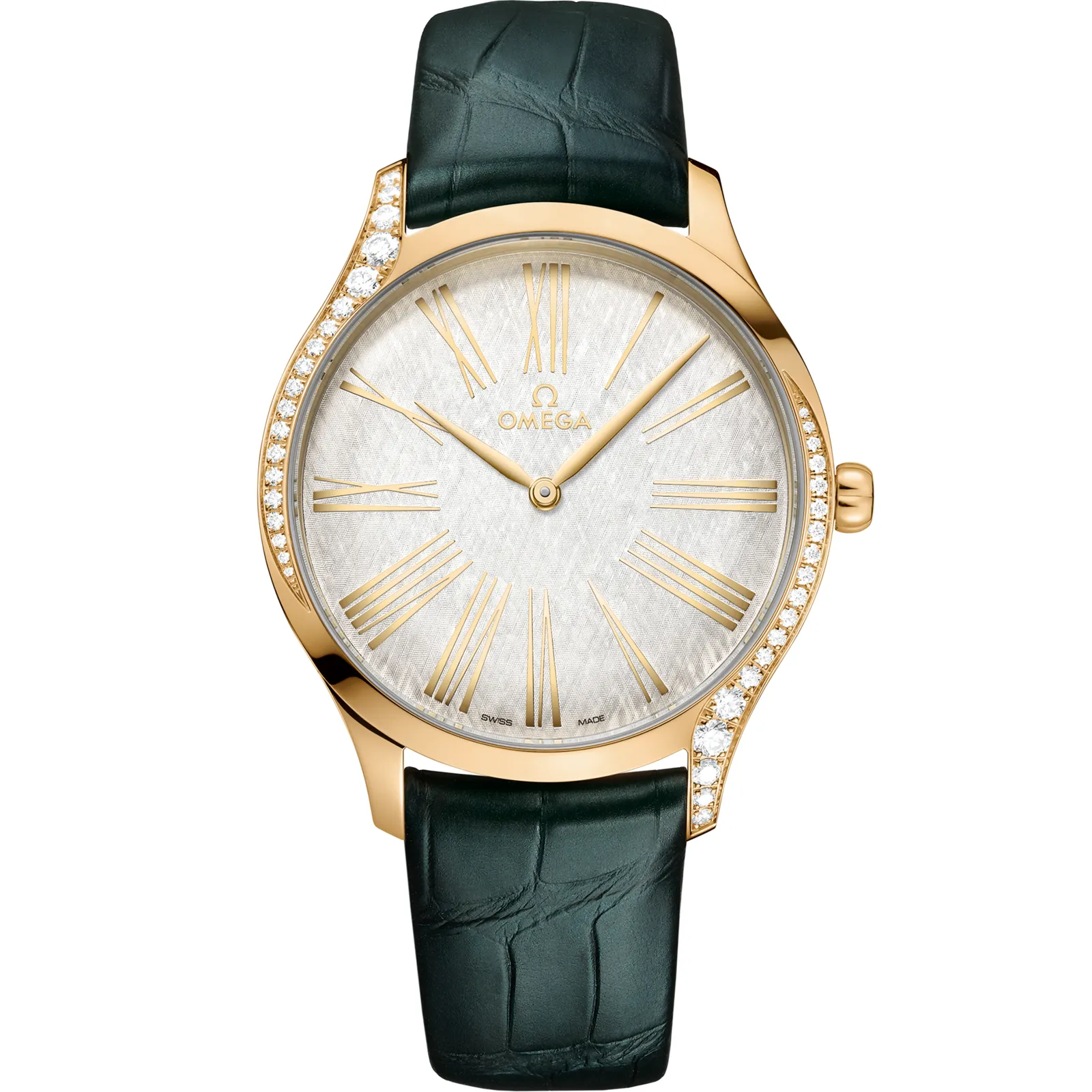 Omega De Ville Trésor 39 428.58.39.60, reference 428.58.39.60.02.001, silver dial, yellow gold case