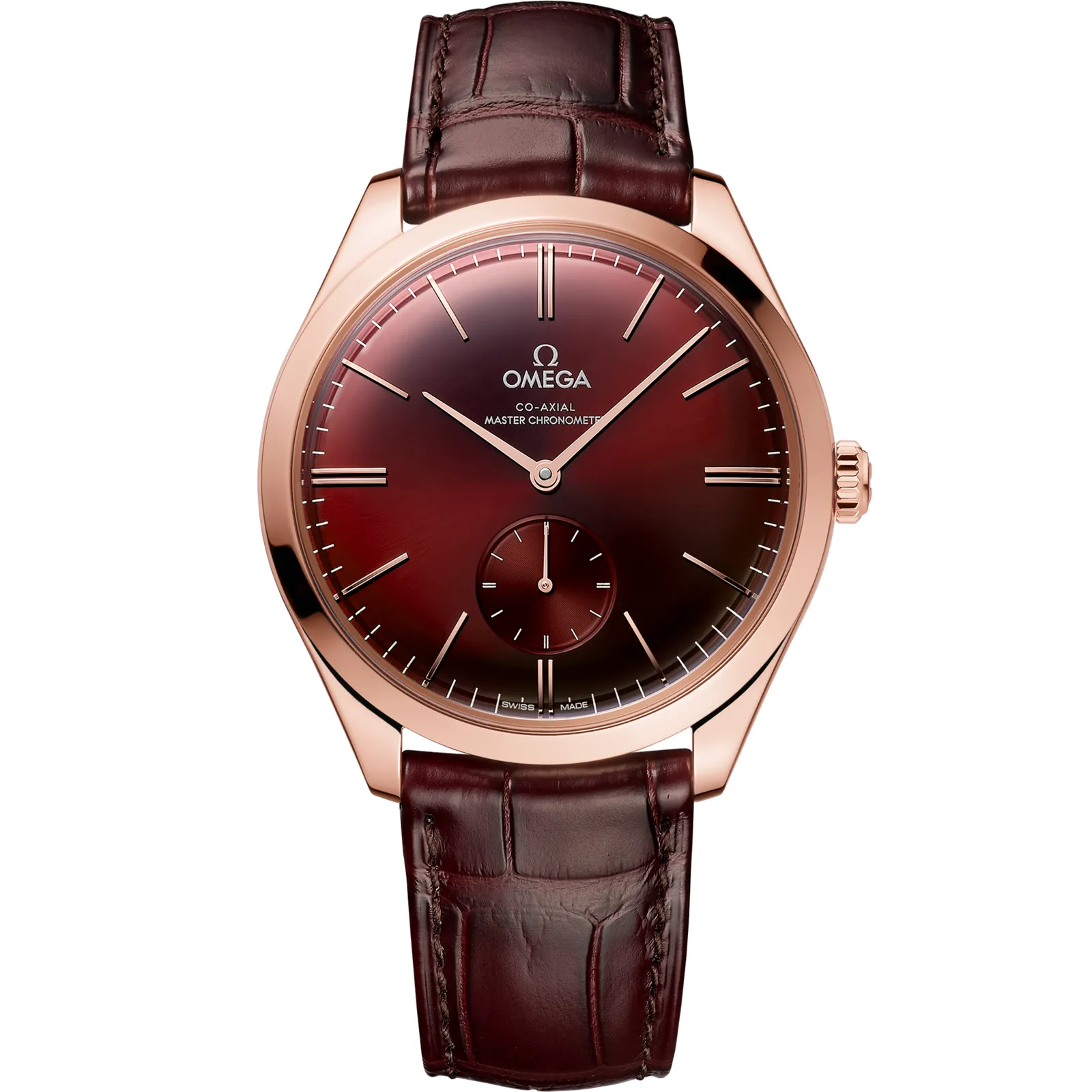 Omega De Ville Trésor Master Chronometer 435.53.40.21, reference 435.53.40.21.11.002, red dial, rose gold case