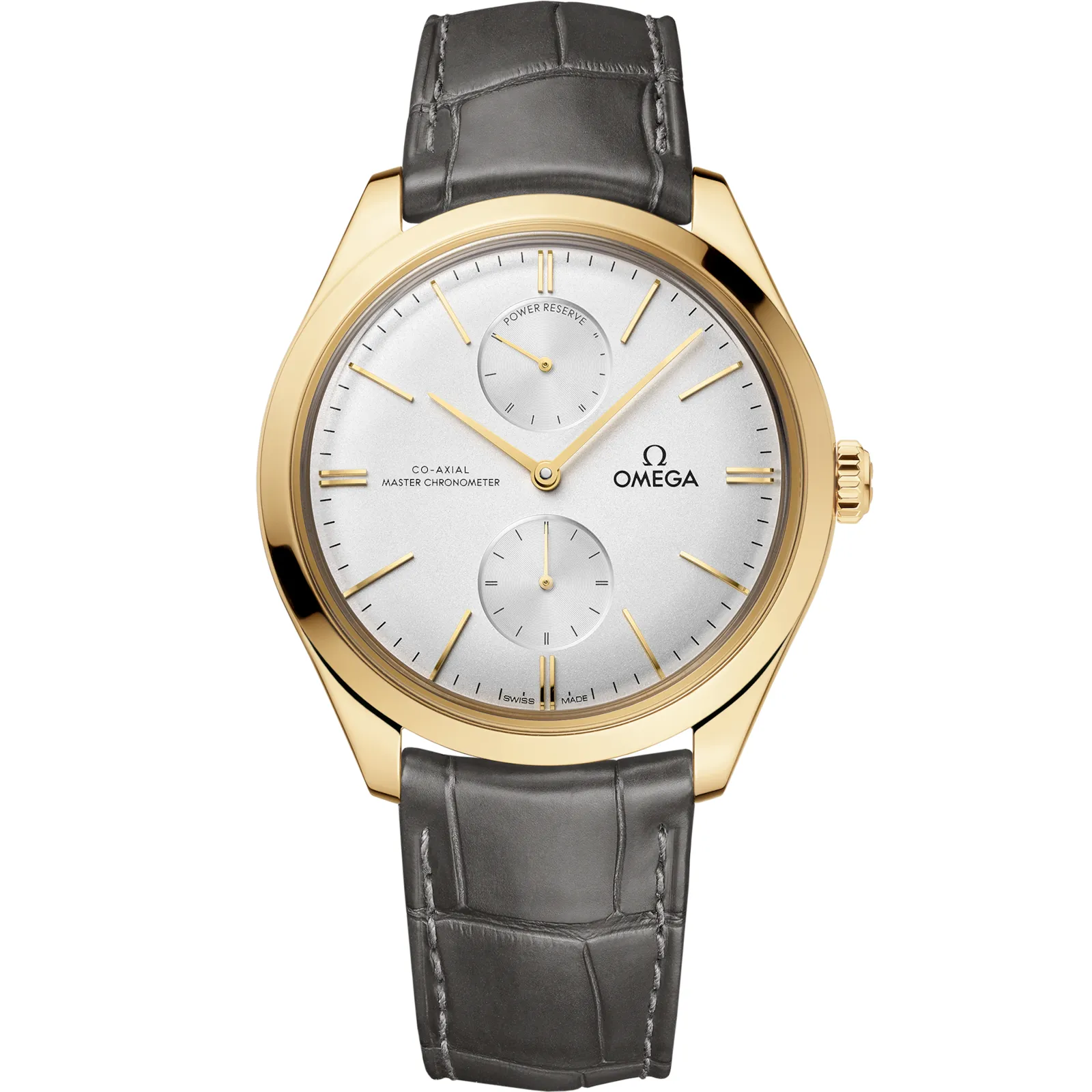 Omega De Ville Trésor Master Chronometer Power Reserve 435.53.40.22, reference 435.53.40.22.02.001, silver dial, yellow gold case