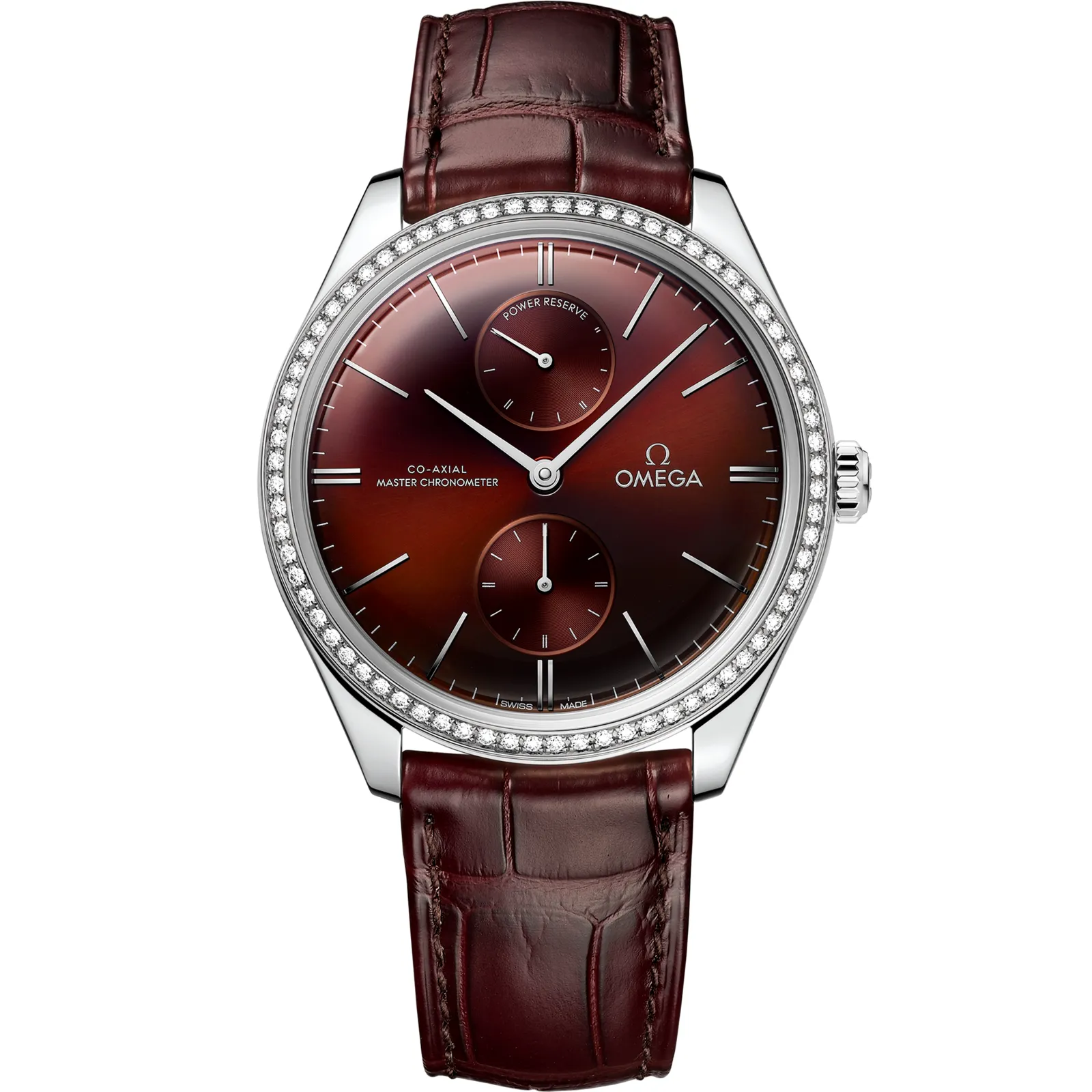 Omega De Ville Trésor Master Chronometer Power Reserve 435.18.40.22, reference 435.18.40.22.11.001, red dial, stainless steel case