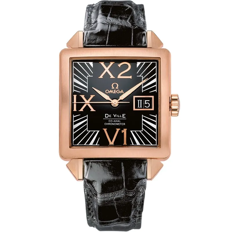 Omega De Ville X2 Co-Axial 35 Big Date 7713.50.31, reference 7713.50.31, black dial, rose gold case