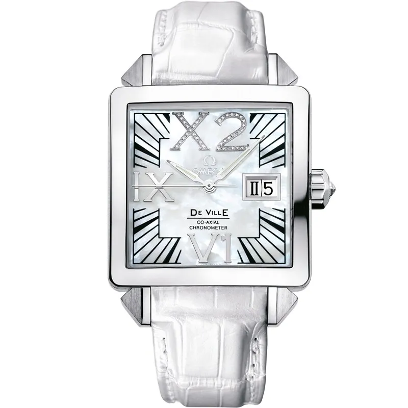 Omega De Ville X2 Co-Axial 35 Big Date 7719.75.36, reference 7719.75.36, white dial, white gold case