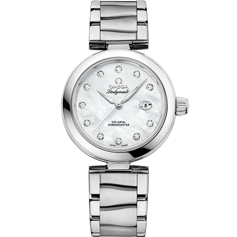 Omega LadyMatic Co-Axial 34 425.30.34.20, reference 425.30.34.20.55.002, white dial, stainless steel case