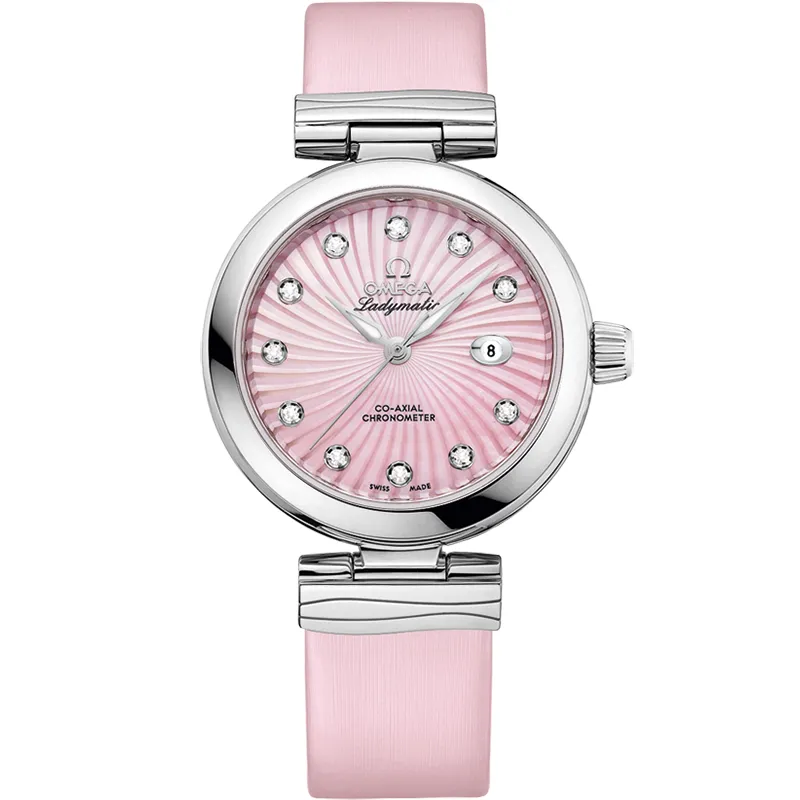 Omega LadyMatic Co-Axial 34 425.32.34.20, reference 425.32.34.20.57.001, pink dial, stainless steel case