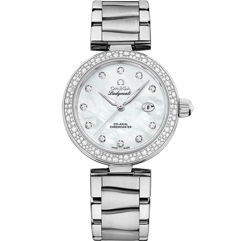 Omega LadyMatic Co-Axial 34 425.35.34.20, reference 425.35.34.20.55.002, white dial, stainless steel case