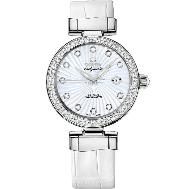 Omega LadyMatic Co-Axial 34 425.38.34.20, reference 425.38.34.20.55.001, white dial, stainless steel case
