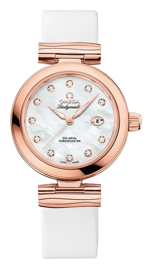 Omega LadyMatic Co-Axial 34 425.62.34.20, reference 425.62.34.20.55.004, white dial, rose gold case