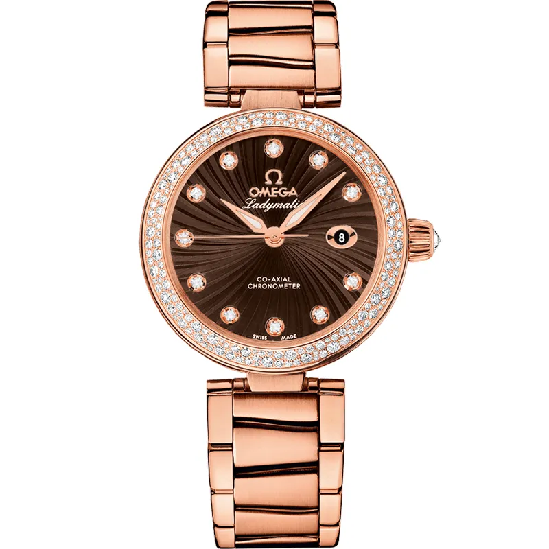 Omega LadyMatic Co-Axial 34 425.65.34.20, reference 425.65.34.20.63.002, brown dial, rose gold case
