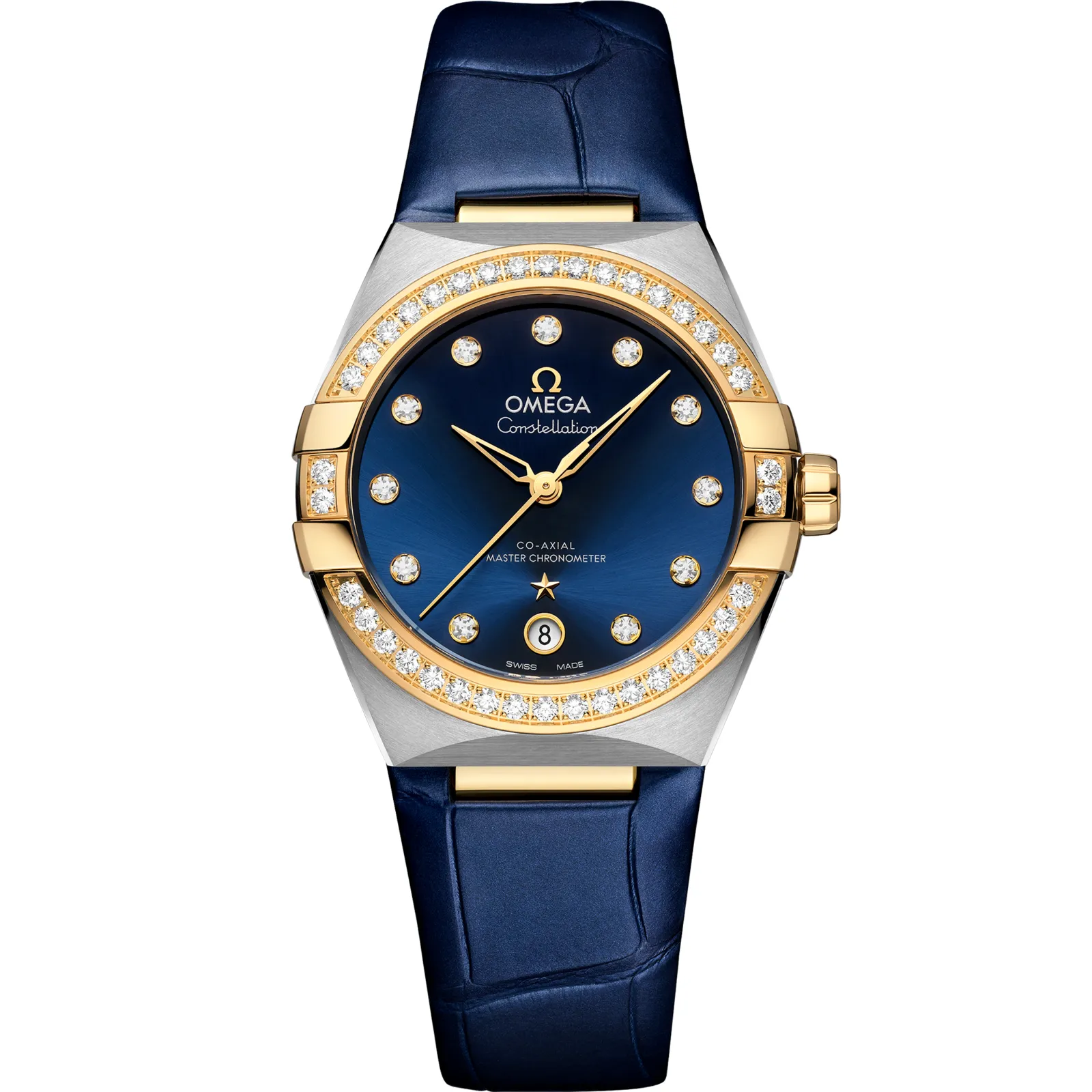 Omega Master Chronometer 36, reference 131.28.36.20.53.001, blue dial, stainless steel and yellow gold case