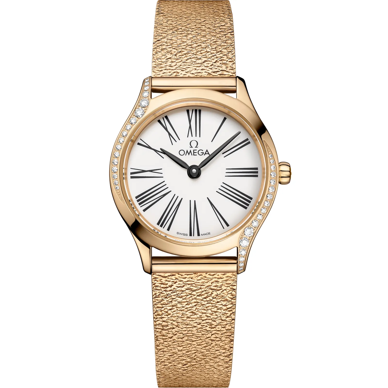 Omega Mini Trésor Quartz 26 Moonshine 428.55.26.60, reference 428.55.26.60.04.001, white dial, yellow gold case