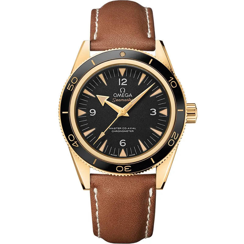 Omega Seamaster 300 Master Co-Axial 233.62.41.21, reference 233.62.41.21.01.001, black dial, yellow gold case