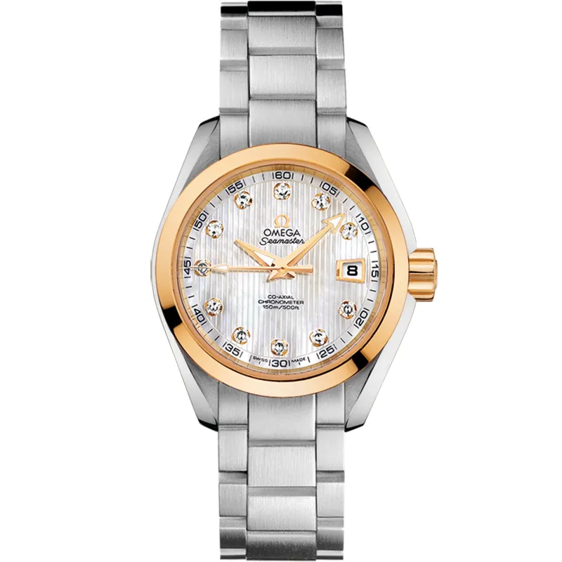 Omega Seamaster Aqua Terra 150M Co-Axial 30 231.20.30.20, reference 231.20.30.20.55.004, white dial, stainless steel and yellow gold case