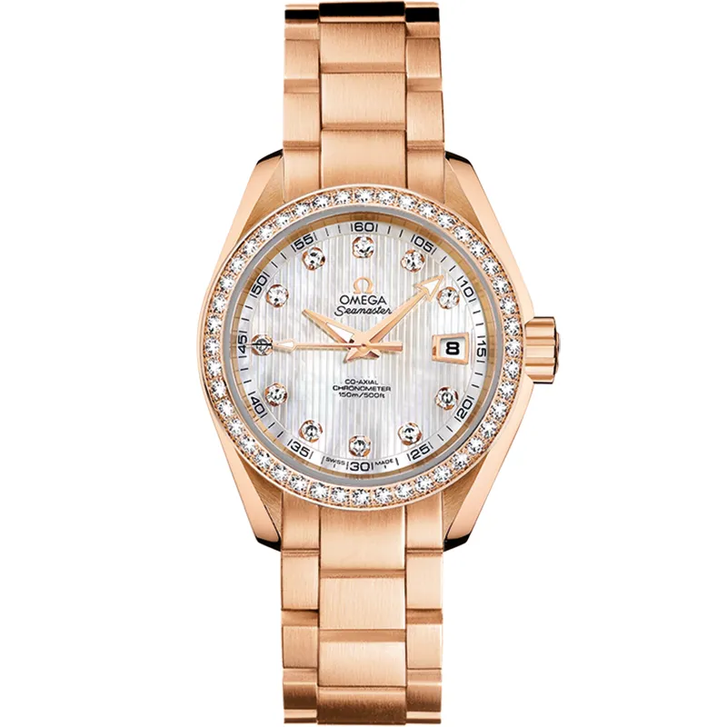 Omega Seamaster Aqua Terra 150M Co-Axial 30 231.55.30.20, reference 231.55.30.20.55.001, white dial, rose gold case