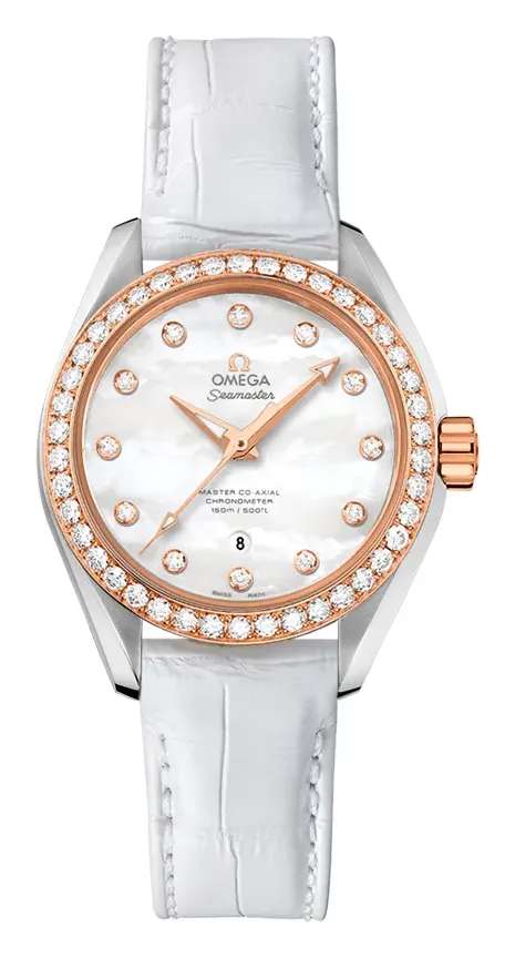 Omega Seamaster Aqua Terra 150M Co-Axial 34 231.28.34.20, reference 231.28.34.20.55.003, white dial, stainless steel and rose gold case