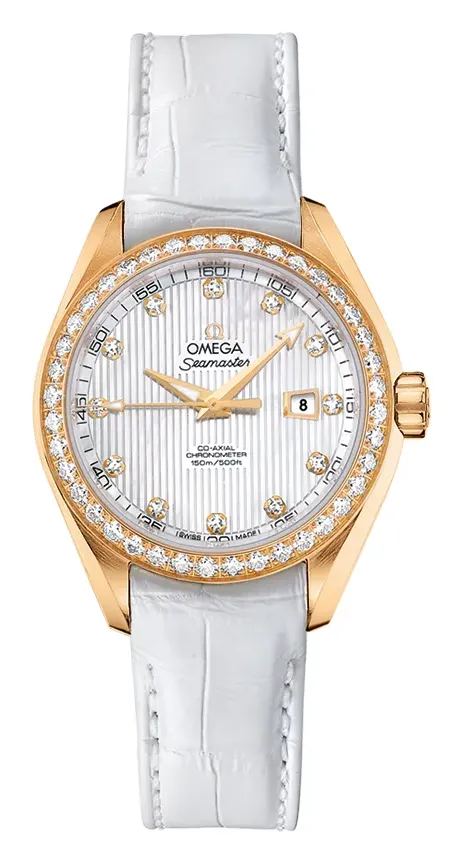 Omega Seamaster Aqua Terra 150M Co-Axial 34 231.58.34.20, reference 231.58.34.20.55.001, white dial, yellow gold case