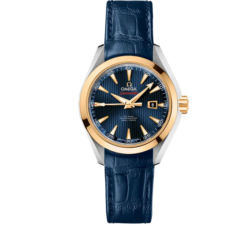 Omega Seamaster Aqua Terra 150M Co-Axial 34 522.23.34.20, reference 522.23.34.20.03.001, blue dial, stainless steel and yellow gold case
