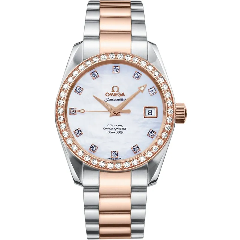 Omega Seamaster Aqua Terra 150M Co-Axial 36.2 2309.75.00, reference 2309.75.00, white dial, stainless steel and rose gold case