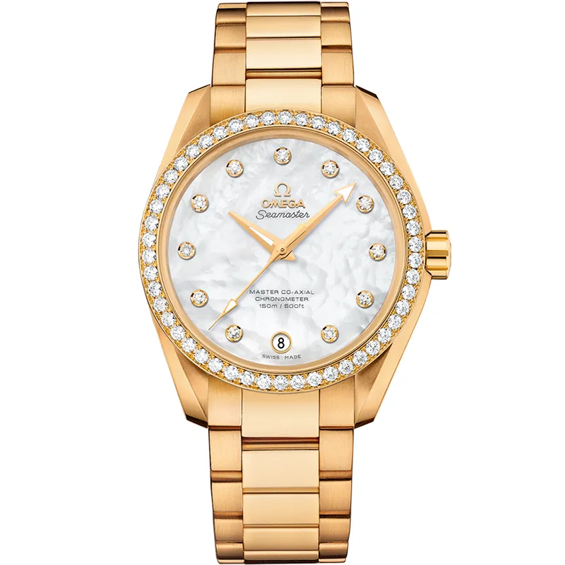 Omega Seamaster Aqua Terra 150M Co-Axial 38.5 231.55.39.21, reference 231.55.39.21.55.002, white dial, yellow gold case