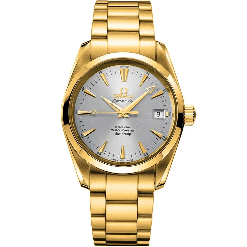 Omega Seamaster Aqua Terra 150M Co-Axial 39.2 2103.30.00, reference 2103.30.00, silver dial, yellow gold case