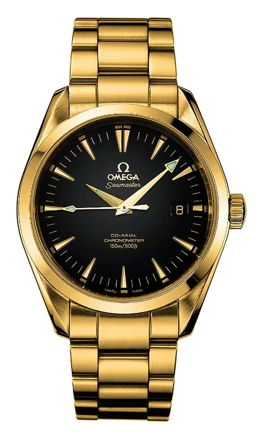 Omega Seamaster Aqua Terra 150M Co-Axial 39.2 2103.50.00, reference 2103.50.00, black dial, yellow gold case