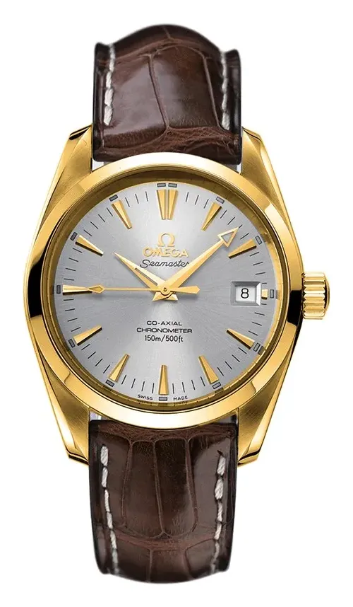 Omega Seamaster Aqua Terra 150M Co-Axial 39.2 2603.30.37, reference 2603.30.37, silver dial, yellow gold case