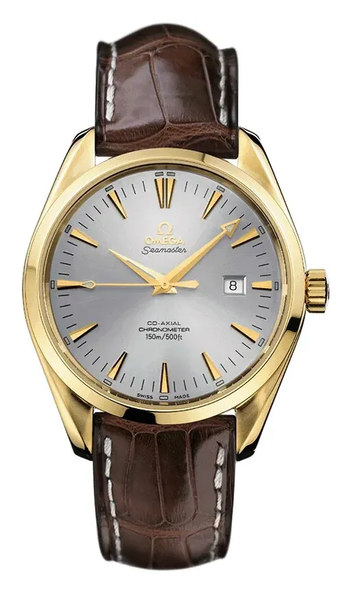 Omega Seamaster Aqua Terra 150M Co-Axial 42.2 2602.30.37, reference 2602.30.37, silver dial, yellow gold case