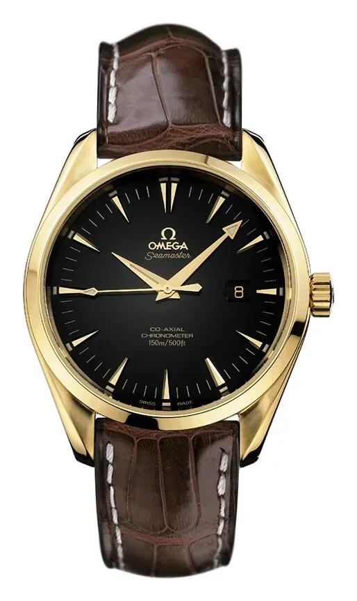 Omega Seamaster Aqua Terra 150M Co-Axial 42.2 2602.50.37, reference 2602.50.37, black dial, yellow gold case
