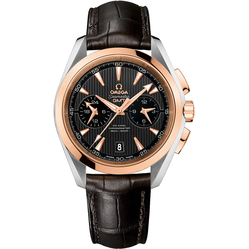 Omega Seamaster Aqua Terra 150M Co-Axial 43 GMT Chronograph 231.23.43.52, reference 231.23.43.52.06.001, grey dial, stainless steel and rose gold case