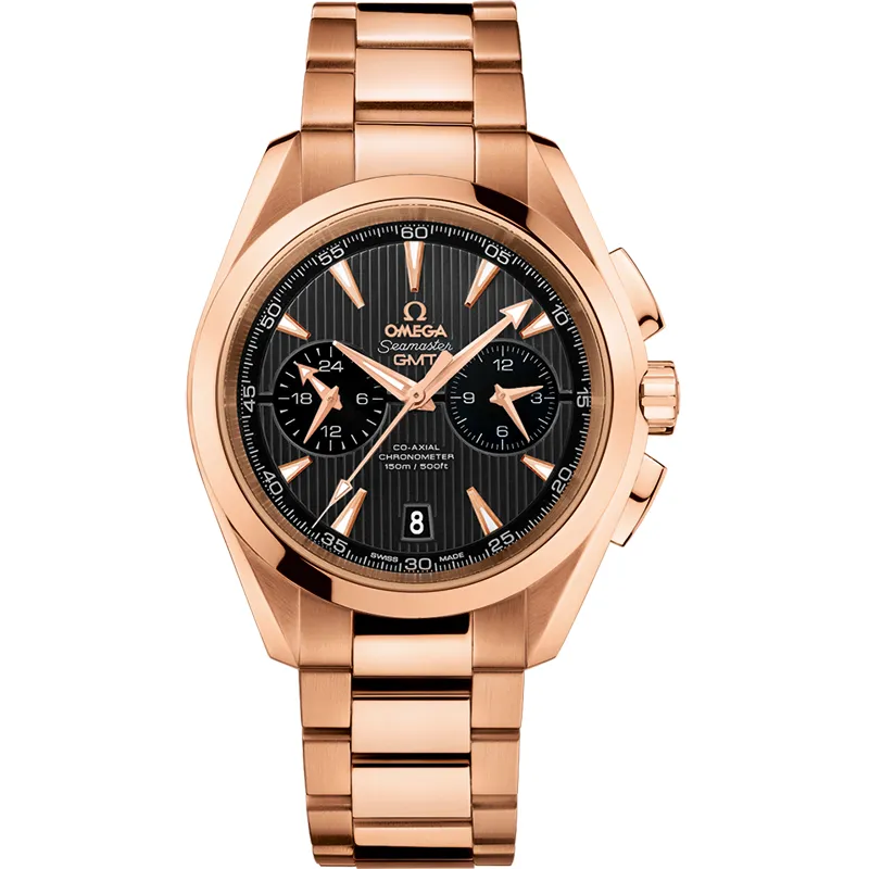 Omega Seamaster Aqua Terra 150M Co-Axial 43 GMT Chronograph 231.50.43.52, reference 231.50.43.52.06.001, grey dial, rose gold case