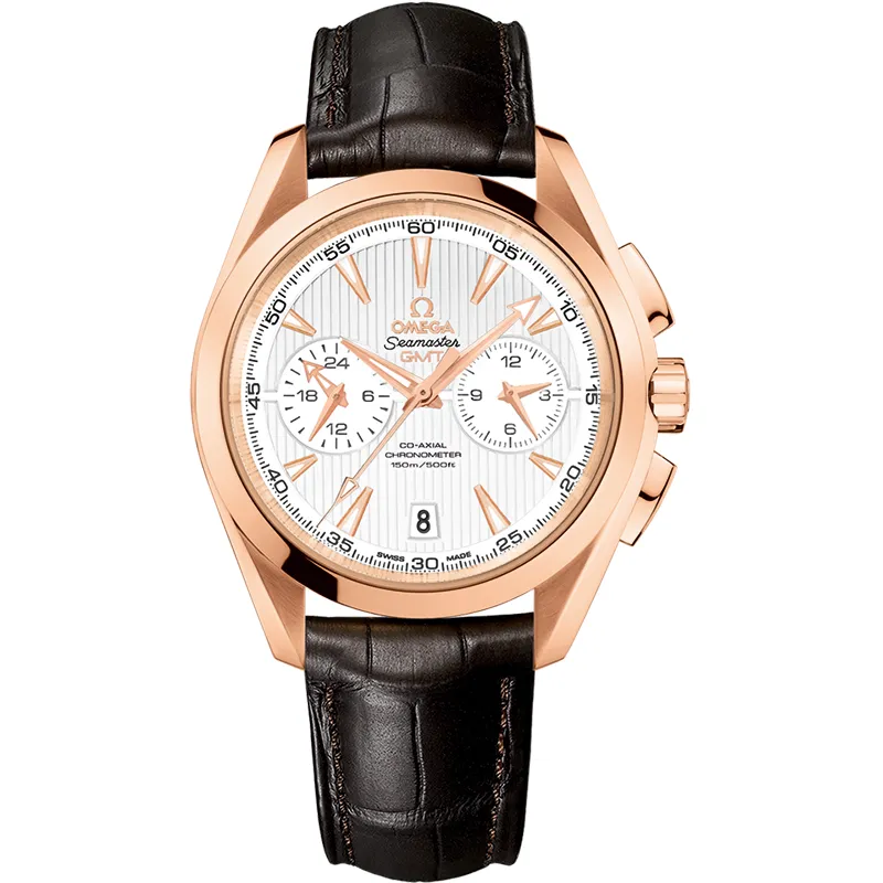 Omega Seamaster Aqua Terra 150M Co-Axial 43 GMT Chronograph 231.53.43.52, reference 231.53.43.52.02.001, silver dial, rose gold case