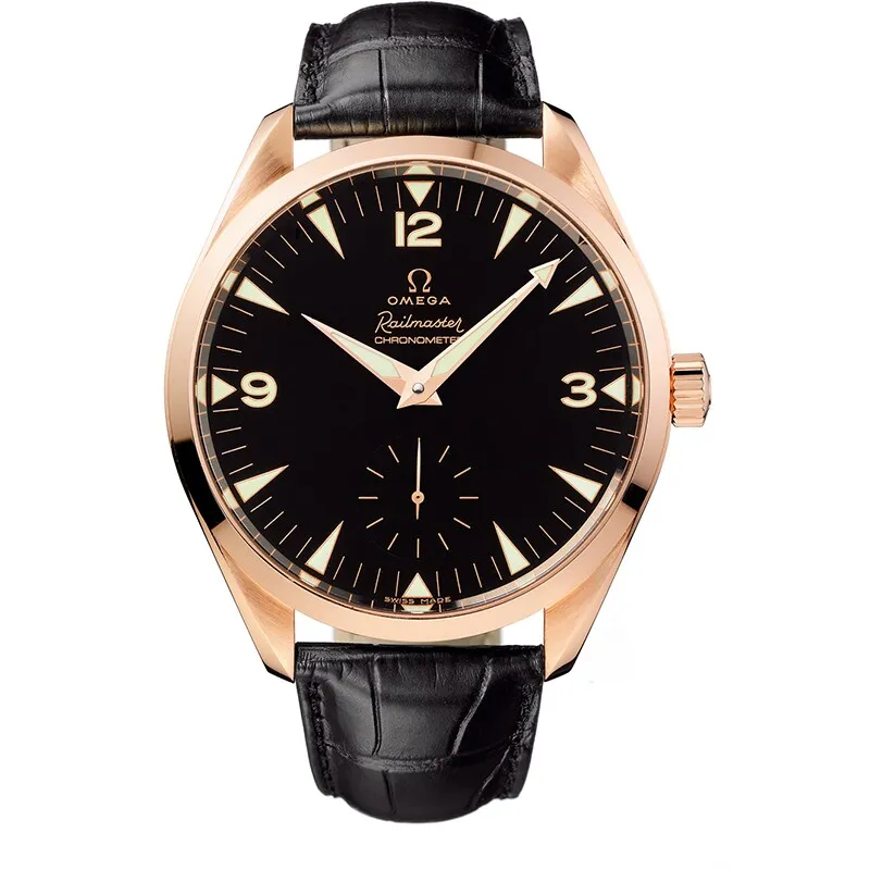 Omega Seamaster Aqua Terra 150M Hand Wound 49.2 Railmaster 221.53.49.10, reference 221.53.49.10.01.001, black dial, rose gold case