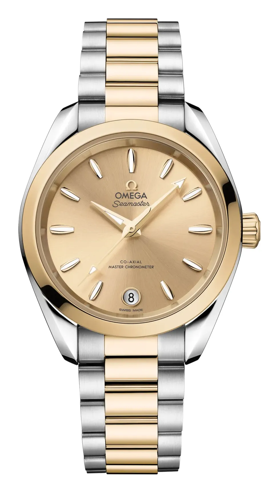 Omega Seamaster Aqua Terra 150M Master Chronometer 34 220.20.34.20, reference 220.20.34.20.08.001, yellow dial, stainless steel and yellow gold case