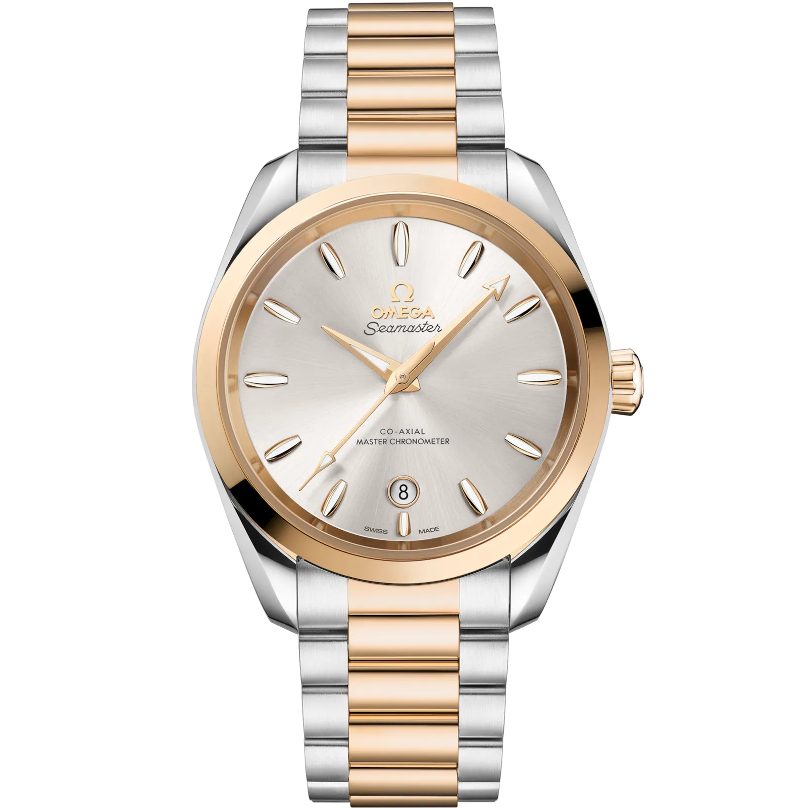 Omega Seamaster Aqua Terra 150M Master Chronometer 38 220.20.38.20, reference 220.20.38.20.02.002, silver dial, stainless steel and yellow gold case