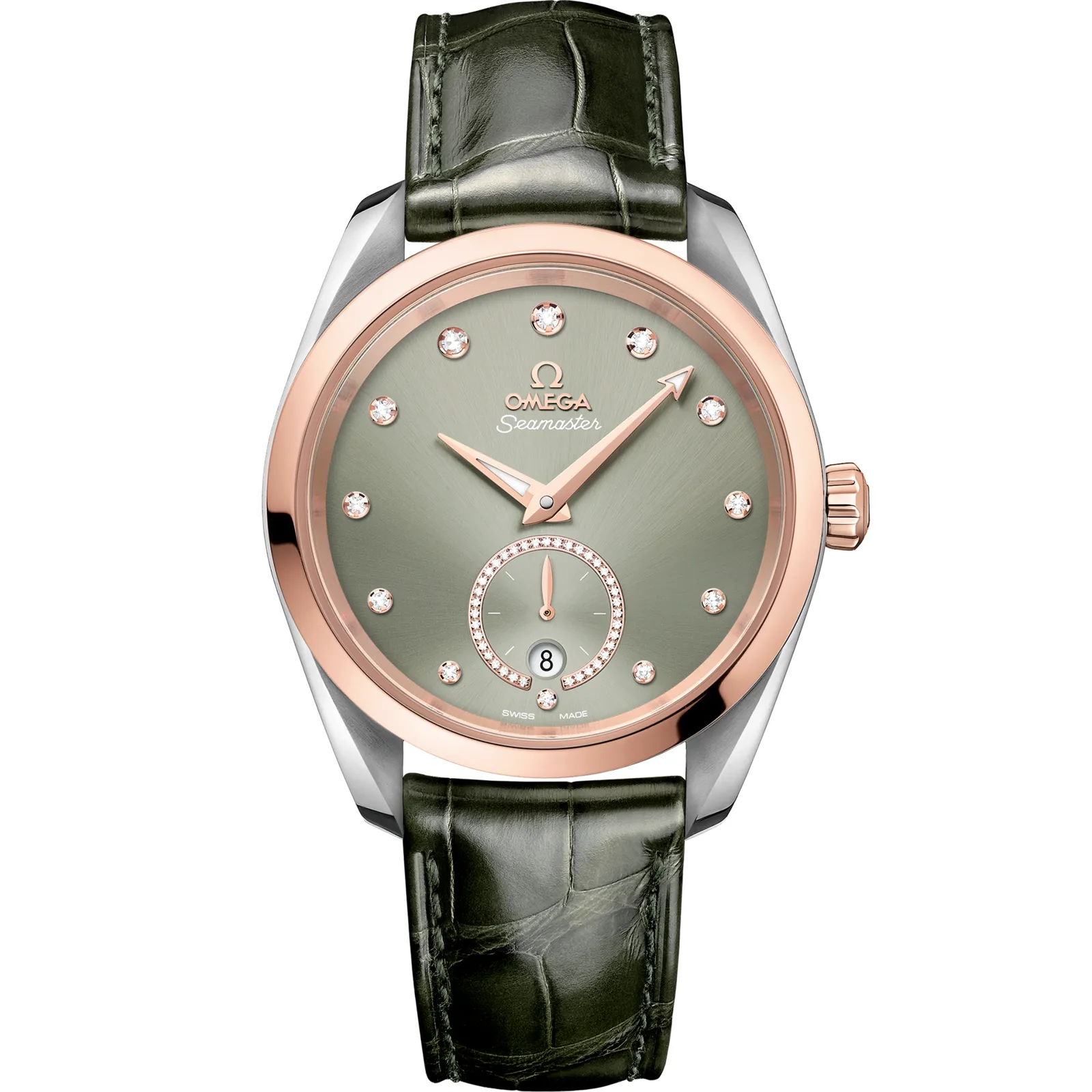 Omega Seamaster Aqua Terra 150M Master Chronometer Small Seconds 38, reference 220.23.38.20.60.001, green dial, stainless steel and rose gold case