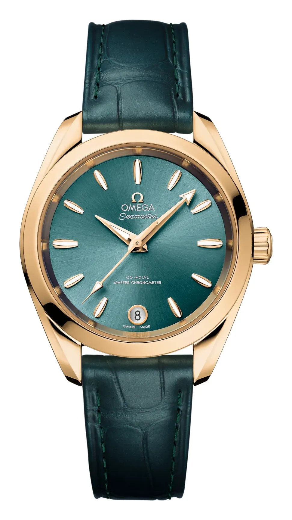 Omega Seamaster Aqua Terra 150M Master Chronometer 34 220.53.34.20, reference 220.53.34.20.10.001, green dial, yellow gold case