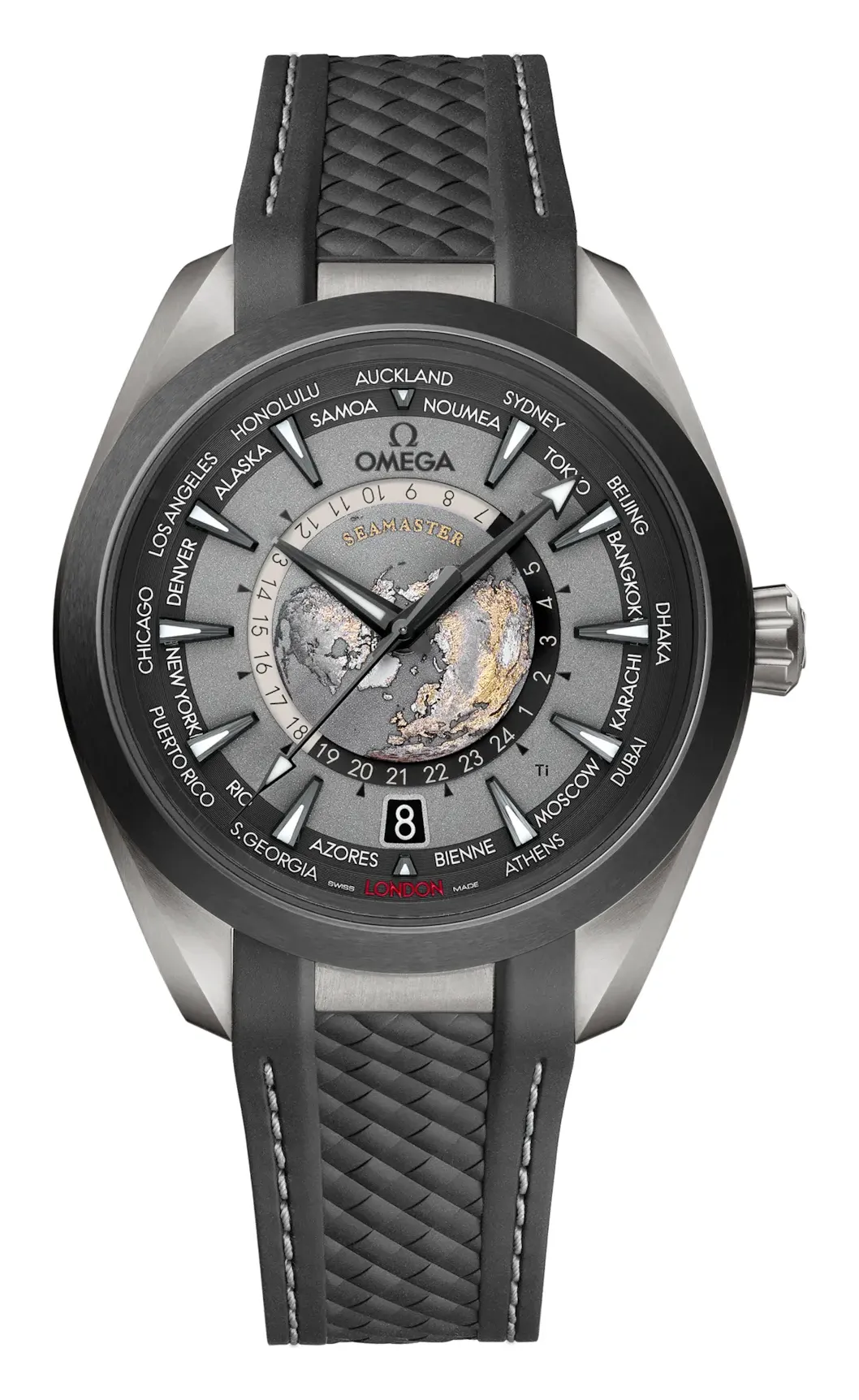Omega Seamaster Aqua Terra 150M Master Chronometer 43 Worldtimer 220.92.43.22, reference 220.92.43.22.99.001, grey dial, titanium case