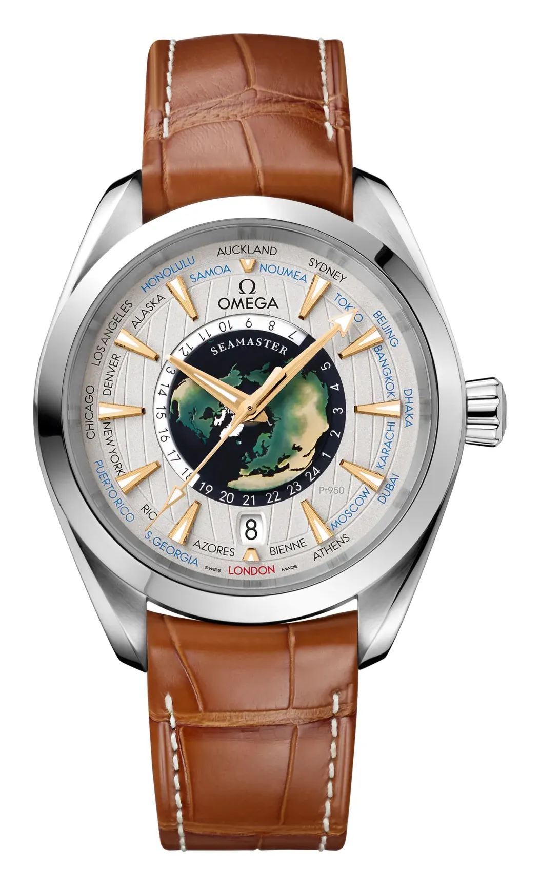 Omega Seamaster Aqua Terra 150M Master Chronometer 43 Worldtimer 220.93.43.22, reference 220.93.43.22.99.001, grey dial, platinum case