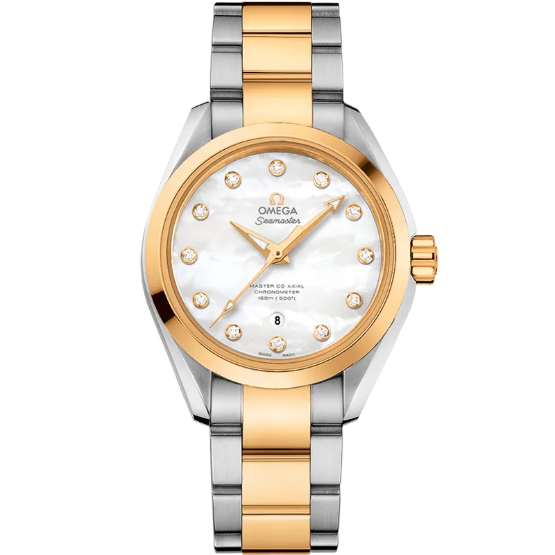 Omega Seamaster Aqua Terra 150M Master Co-Axial, reference 231.20.34.20.55.002, white dial, stainless steel and yellow gold case