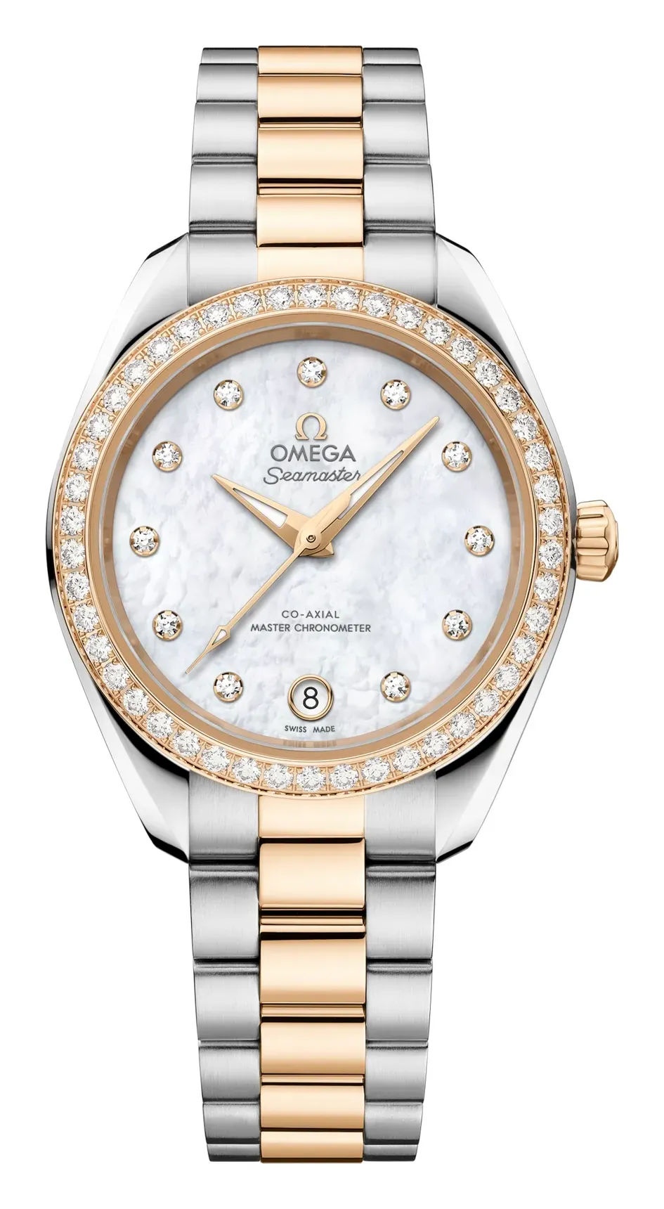 Omega Seamaster Aqua Terra 150M Master Co-Axial 30 Stainless Steel - Moonshine, reference 220.25.30.20.55.001, white dial, stainless steel and yellow gold case