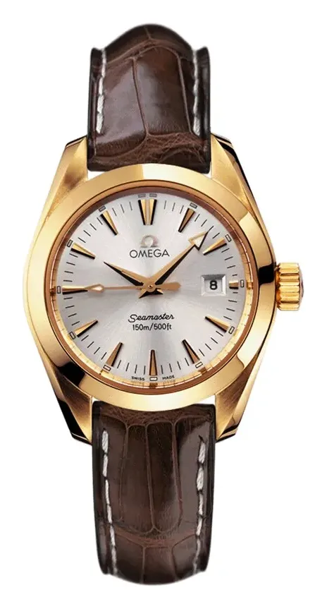 Omega Seamaster Aqua Terra 150M Quartz 29.2 2677.30.37, reference 2677.30.37, silver dial, yellow gold case