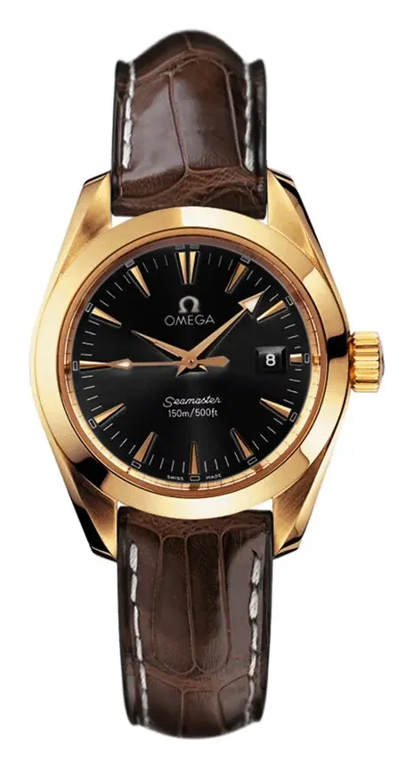 Omega Seamaster Aqua Terra 150M Quartz 29.2 2677.50.37, reference 2677.50.37, black dial, yellow gold case